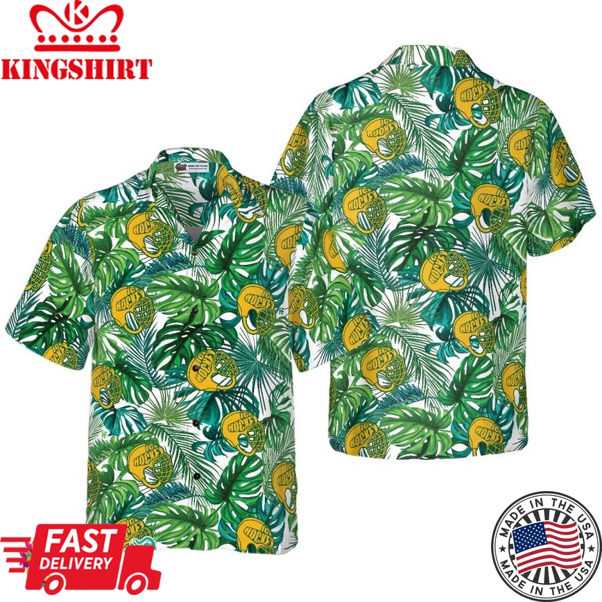 Tropical Ice Hockey Yellow Helmet Hawaiian Shirt