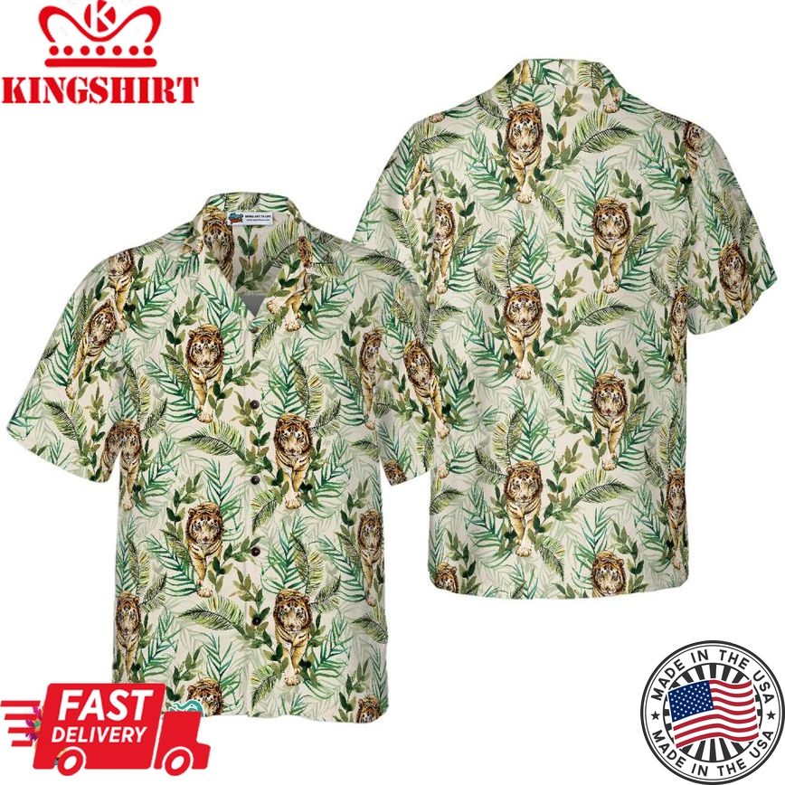 Tropical Jungle Tiger Shirt For Men Hawaiian Shirt