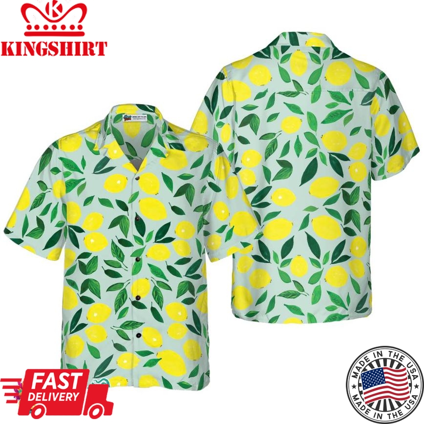 Tropical Lemon & Leaves Hawaiian Shirt