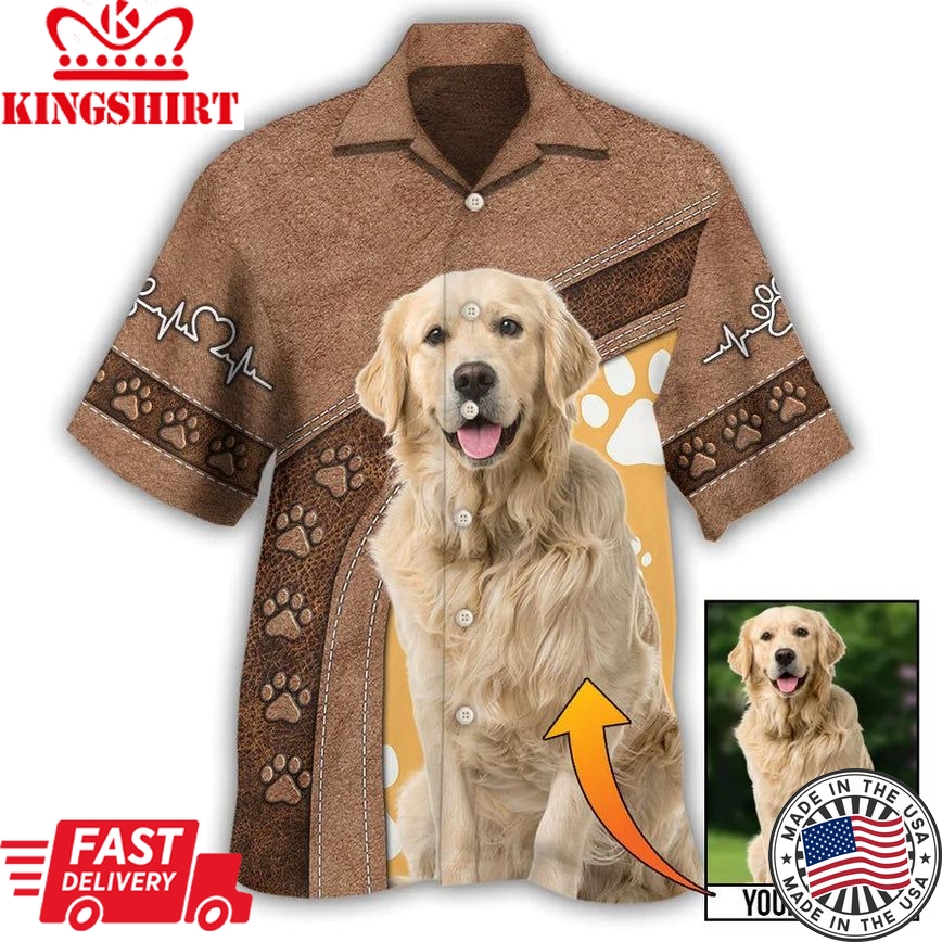 Tropical Paws: Customized Dog Paw Pattern Hawaiian Shirt