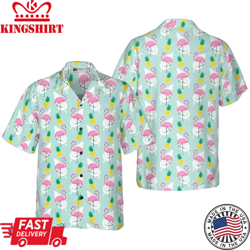 Tropical Pineapple Flamingo Shirt For Men Hawaiian Shirt