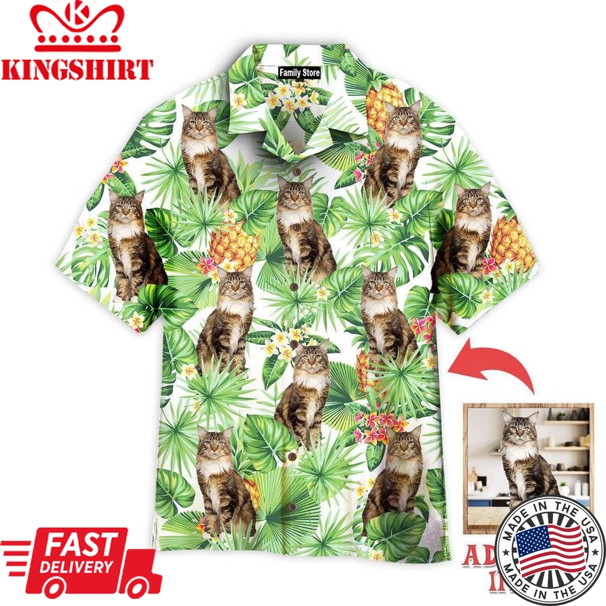 Tropical Pineapple Maine Coon Cat Custom Hawaiian Shirt