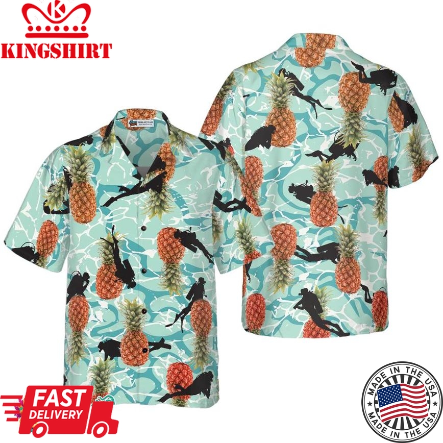 Tropical Pineapple Ocean Scuba Diving Hawaiian Shirt