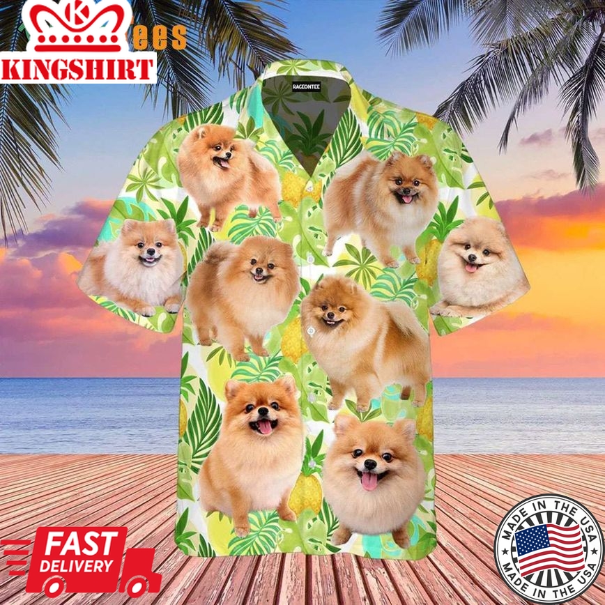 Tropical Pineapple Pomeranian Trendy Hawaiian Shirt, Dog Trendy Hawaiian Shirt Perfect Gifts For Your Loved Ones