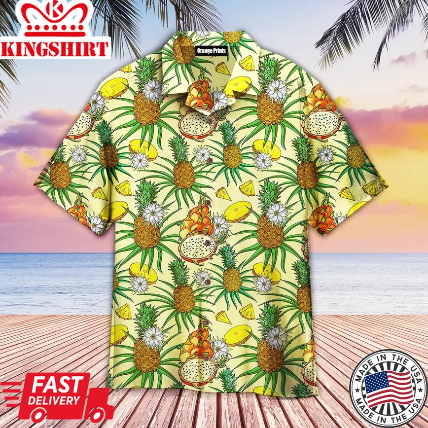 Tropical Pineapple Red Dragon Trendy Hawaiian Shirt