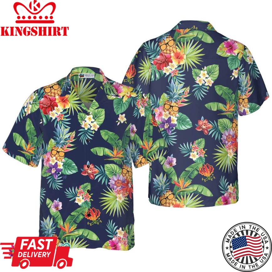 Tropical Pineapples & Palm Leaves Hawaiian Shirt