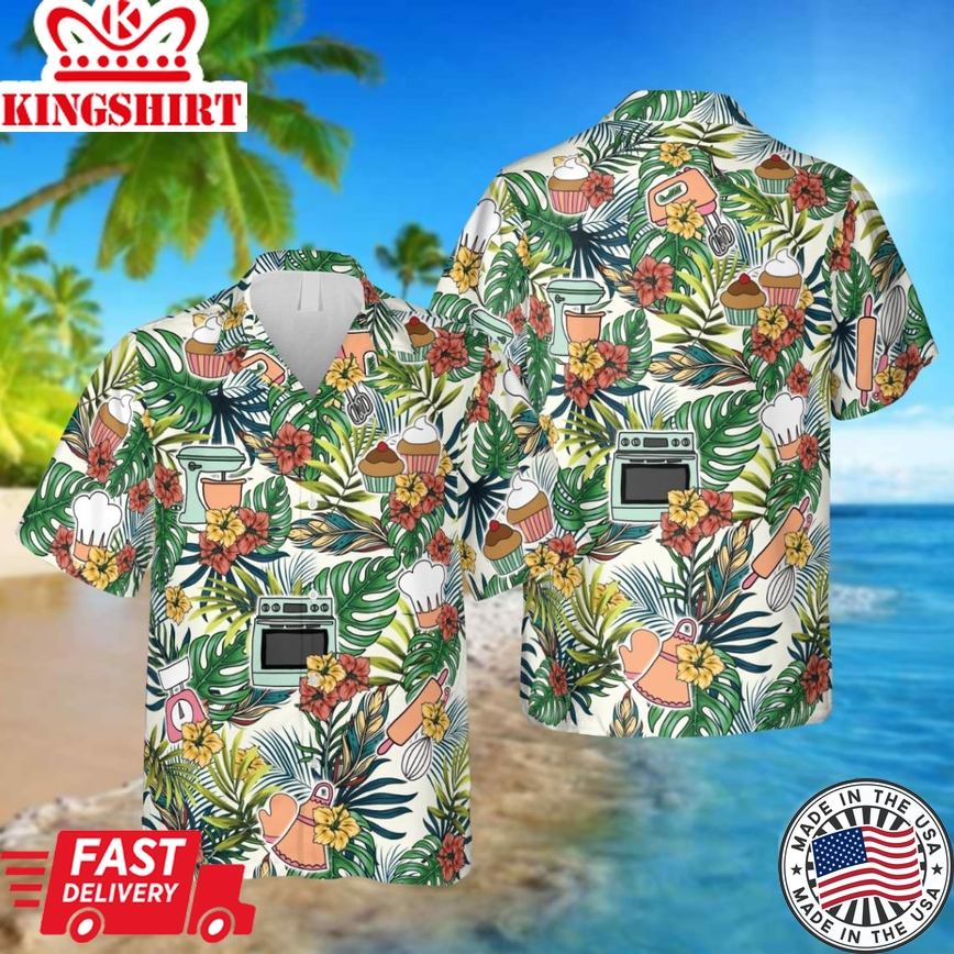 Tropical Plants Bakery Hawaiian T-Shirt, 3D Bakering Shirt