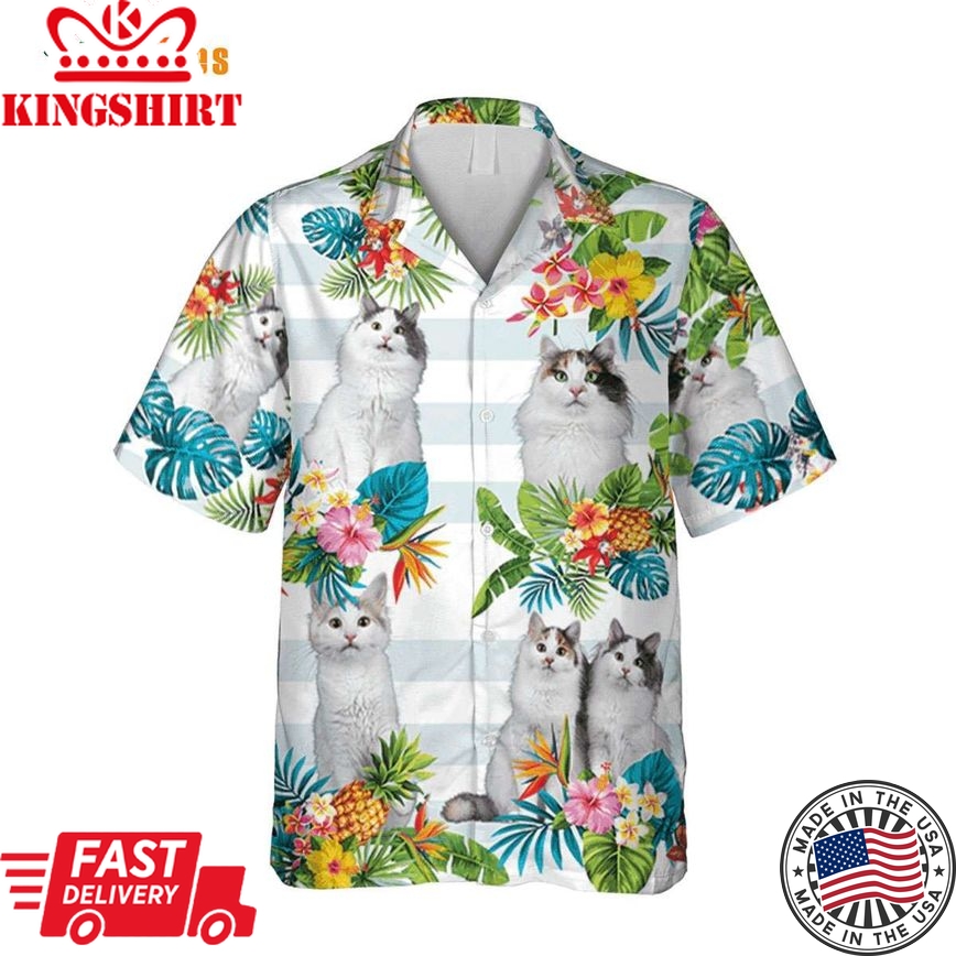 Tropical Plants Turkish Van Cat Trendy Hawaiian Shirt Perfect Gifts For Your Loved Ones