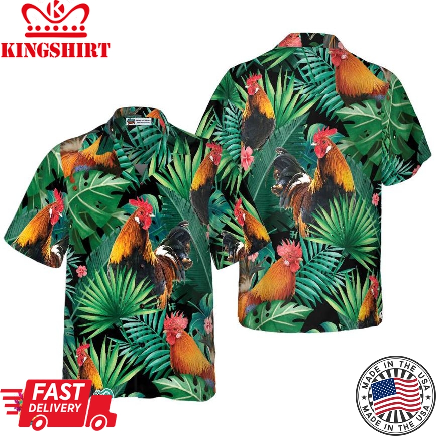 Tropical Rooster Pattern Hawaiian Shirt