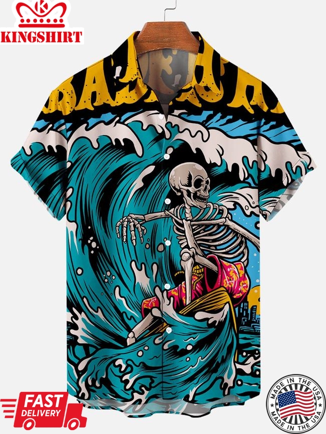 Tropical Skull Oasis: Hawaiian Skull Beach Shirt