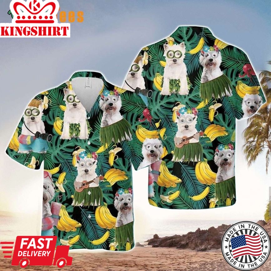 Tropical West Highland Terrier, Dog Trendy Hawaiian Shirt Perfect Gifts For Your Loved Ones