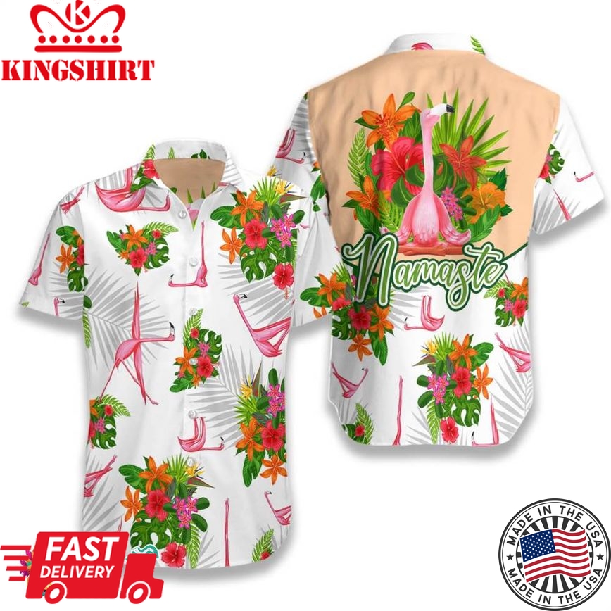 Tropical Workout Yoga Flamingo Namaste Hawaiian Shirt