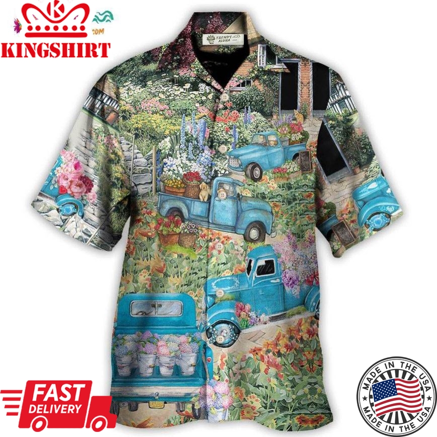 Truck Delivery Happiness Flower Around Town Hawaiian Shirt