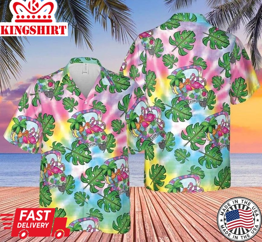 Truck Flamingo Summer Vtn01 Trendy Hawaiian Shirt, Trendy Hawaiian Shirt For Summer Vacation 2023