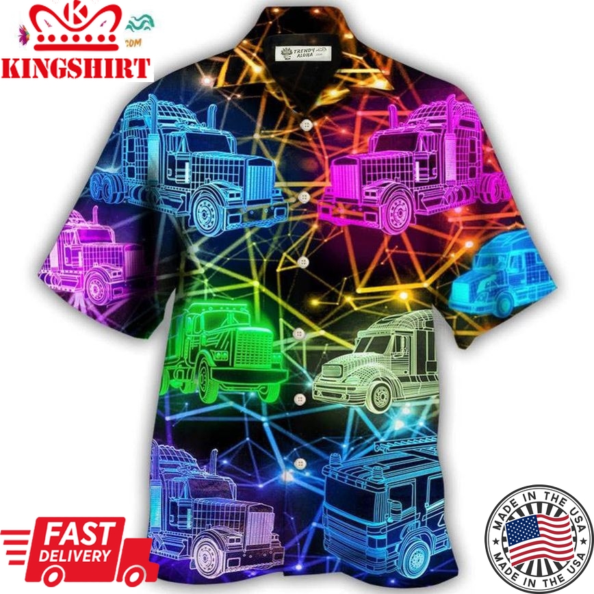 Truck Neon Colorful Style Hawaiian Shirt