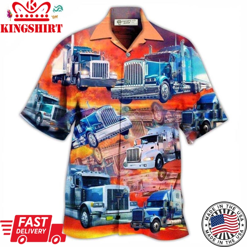 Truck Real Men Drive Big Trucks In The Sunset Hawaiian Shirt