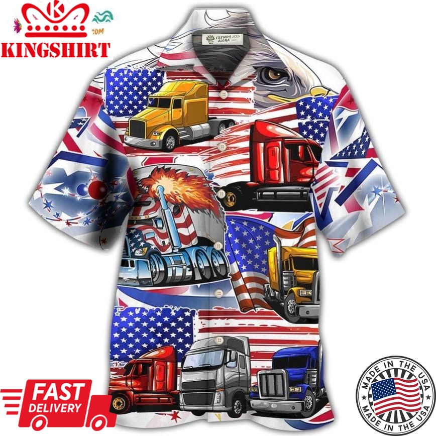 Truck Usa Flag Independence Day Hawaiian Shirt