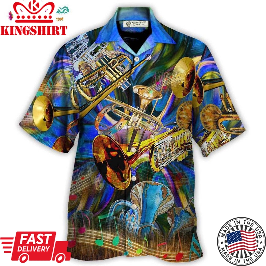 Trumpet Music When Words Fail Trumpet Speaks Every Day Hawaiian Shirt