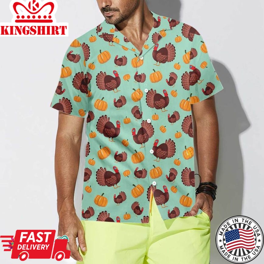 Turkey And Pumpkin For Thanksgiving Holiday Hawaiian Shirt, Unique Gift For Thanksgiving Day