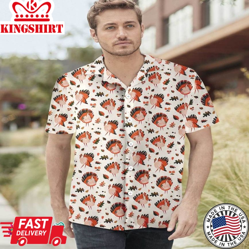 Turkey Thanksgiving Pattern Hawaiian Shirt, Funny Thanksgiving Shirt, Best Gift For Thanksgiving Day