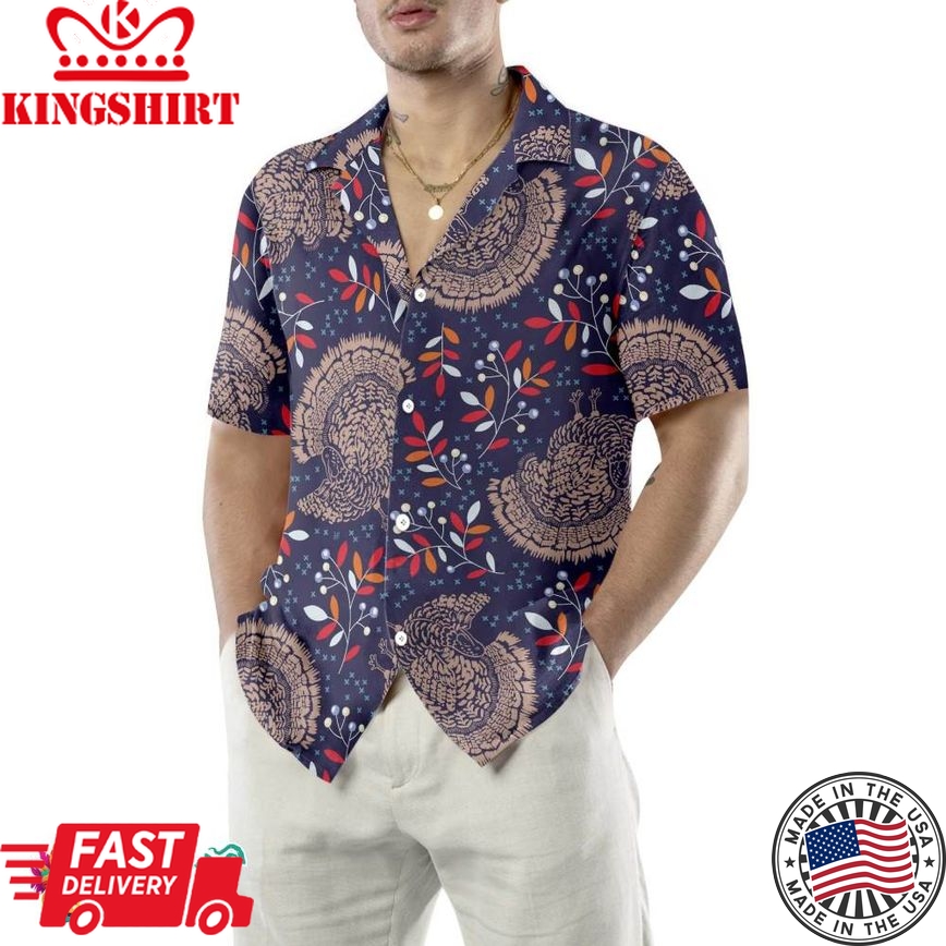 Turkey Thanksgiving Seamless Pattern Hawaiian Shirt, Best Gift For Thankgiving Day