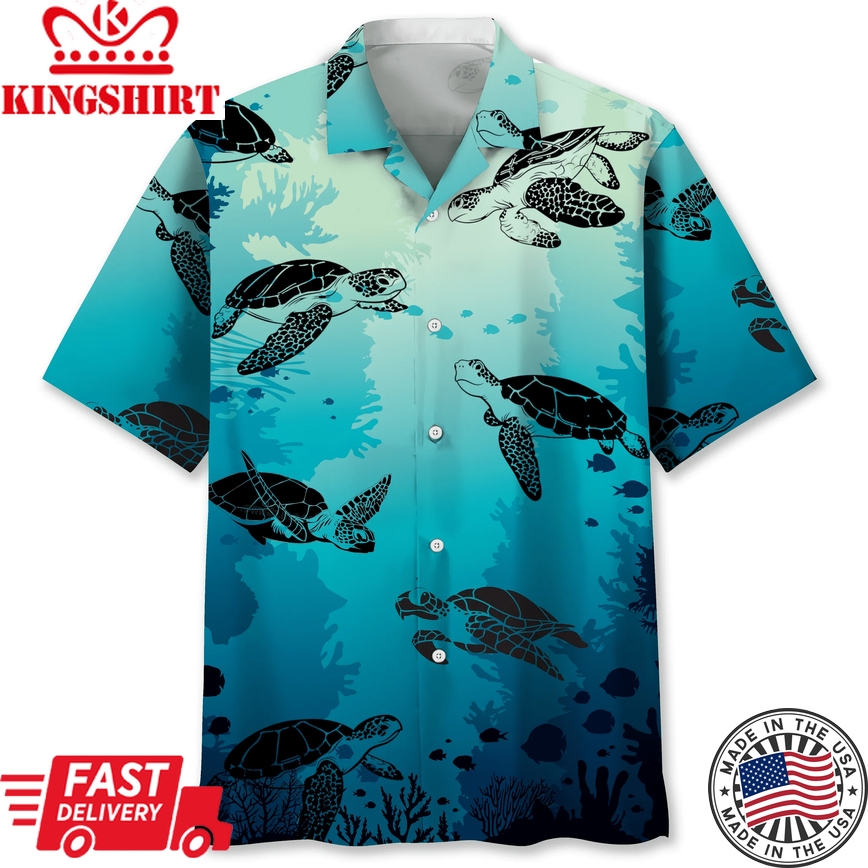 Turtle Beach Trendy Hawaiian Shirt, Turtle Lover Trendy Hawaiian Shirt For