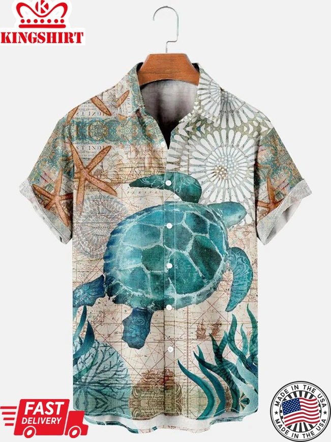 Turtle Casual Men's Trendy Hawaiian Shirt For Men And Women