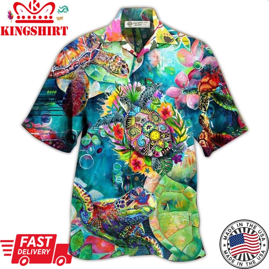 Turtle Colorful Love Sea Hawaiian Shirt