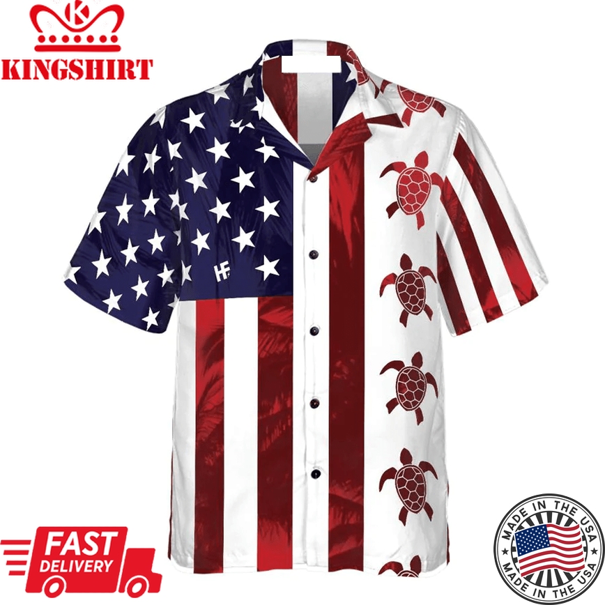 Turtle Flag American Trendy Hawaiian Shirt, 4Th Of July Trendy Hawaiian Shirt For Men And Women