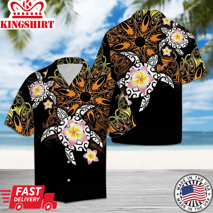 Turtle Floral Trendy Hawaiian Shirt, Turtle Lover Trendy Hawaiian Shirt For Summer Gifts