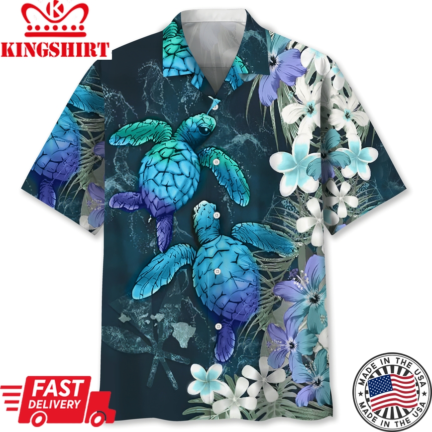 Turtle Flower Trendy Hawaiian Shirt