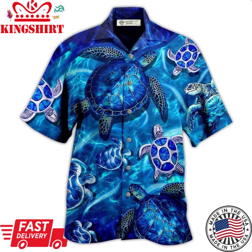 Turtle Go With The Flow In Ocean Hawaiian Shirt