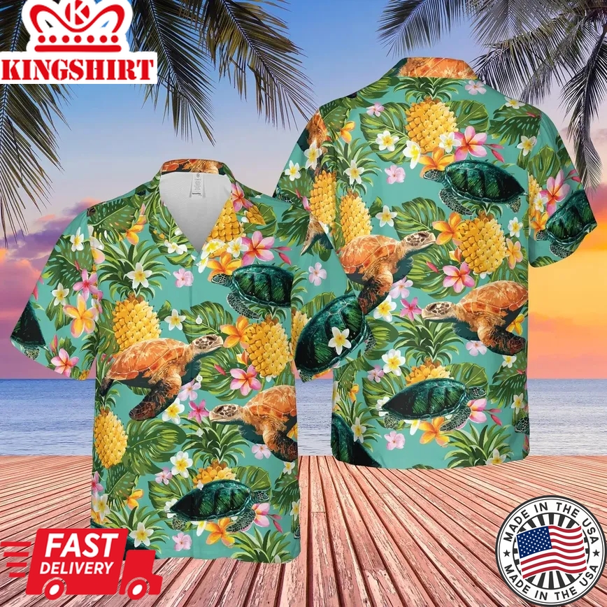 Turtle Hawaii Tropical Beach Shirt, Turtle Lover Trendy Hawaiian Shirt For