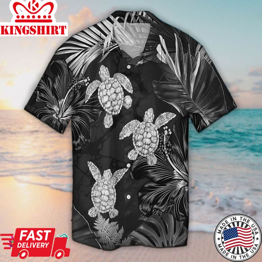 Turtle Hawaiian Shirt Silver Tropical Turtle Aloha Shirt, Aloha Hawaiian Shirts