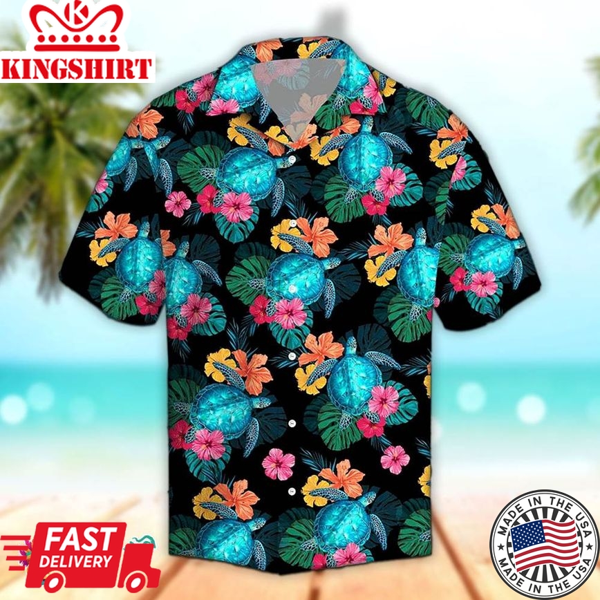 Turtle Hawaiian Shirt Turtle Tropical Hibiscus Aloha Shirt, Aloha Hawaiian Shirts