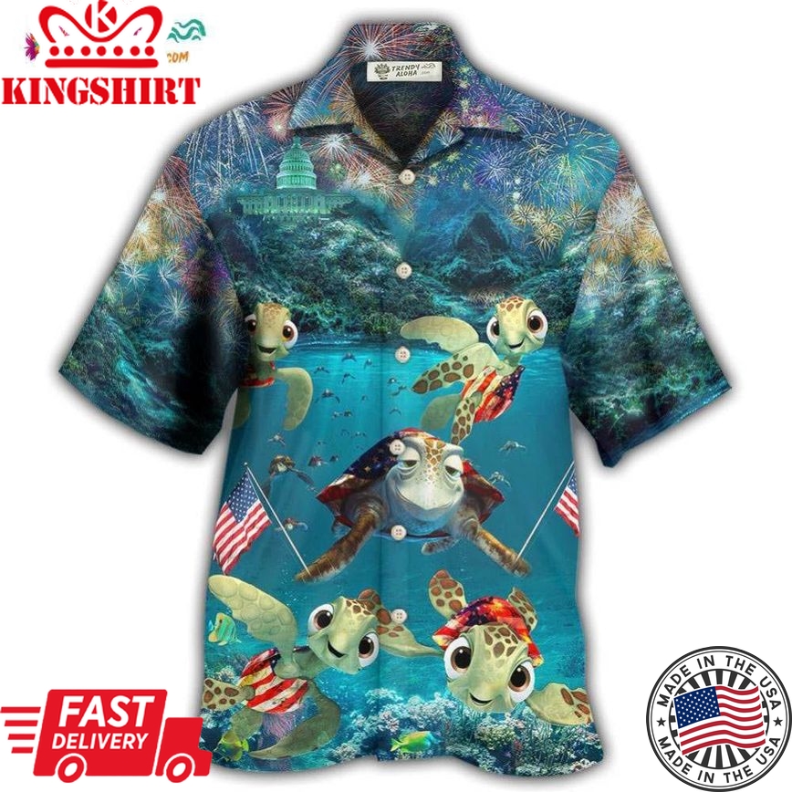 Turtle Independence Day Celebrate Under Sea Hawaiian Shirt