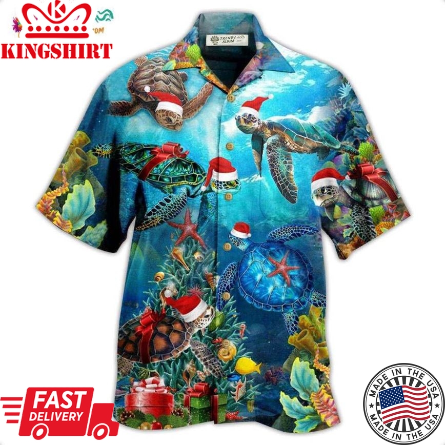 Turtle Love Christmas And Ocean Hawaiian Shirt