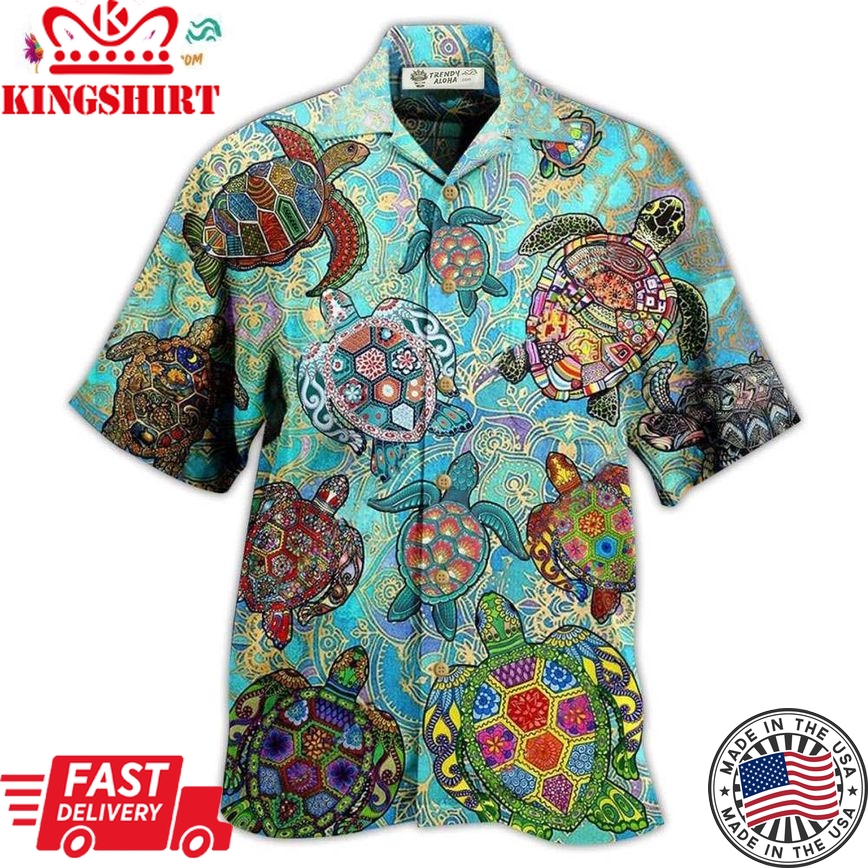 Turtle Love Swimming And Love Ocean Hawaiian Shirt