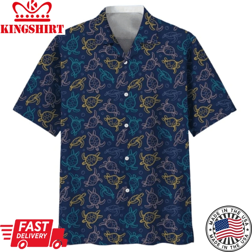 Turtle Pattern Trendy Hawaiian Shirt 3D Full Print, Aloha Turtle Beach Shirts, Trendy Hawaiian Shirt For Turtle Lovers