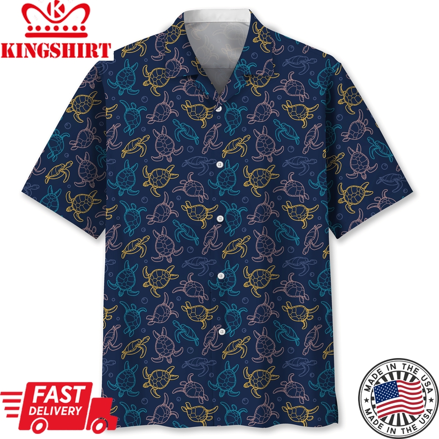 Turtle Pattern Trendy Hawaiian Shirt