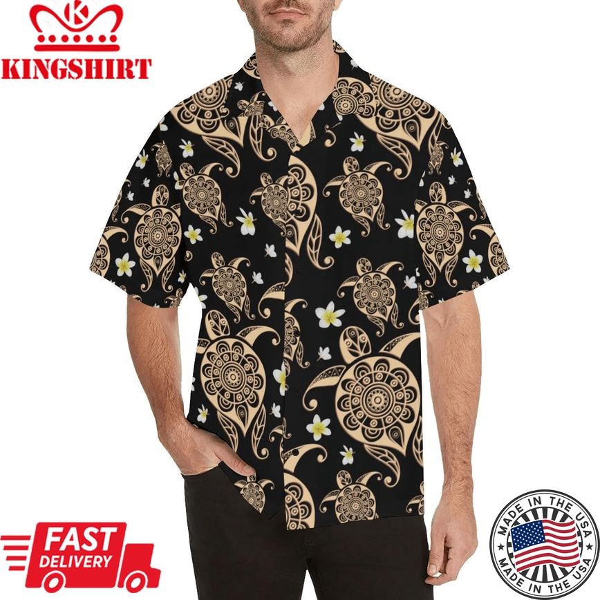 Turtle Polynesian Tribal Hawaiian Trendy Hawaiian Shirt, Turtle Lover Trendy Hawaiian Shirt For