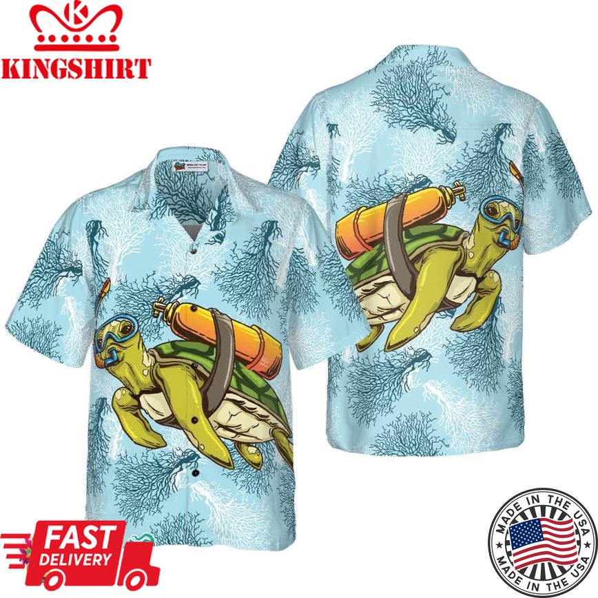 Turtle Scuba Diving Shirt For Men Hawaiian Shirt