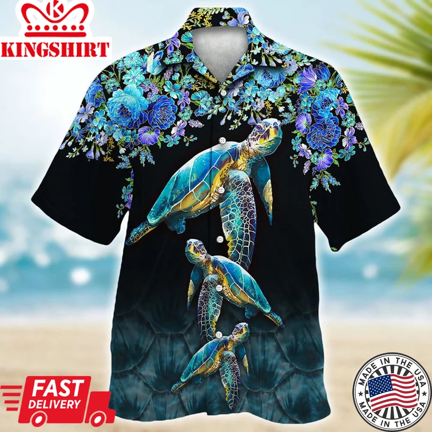 Turtle Trendy Hawaiian Shirts For Men Women, Sea Turtles Summer Aloha Button Down Short Sleeves MenS Hawaiian