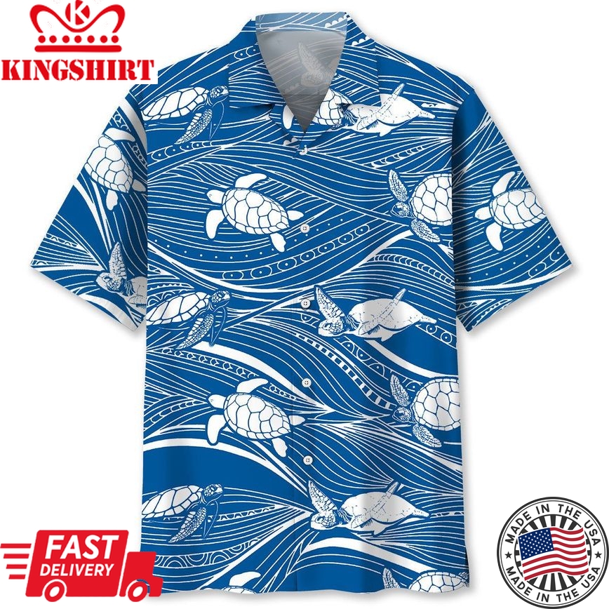 Turtle Wave Pattern Trendy Hawaiian Shirt