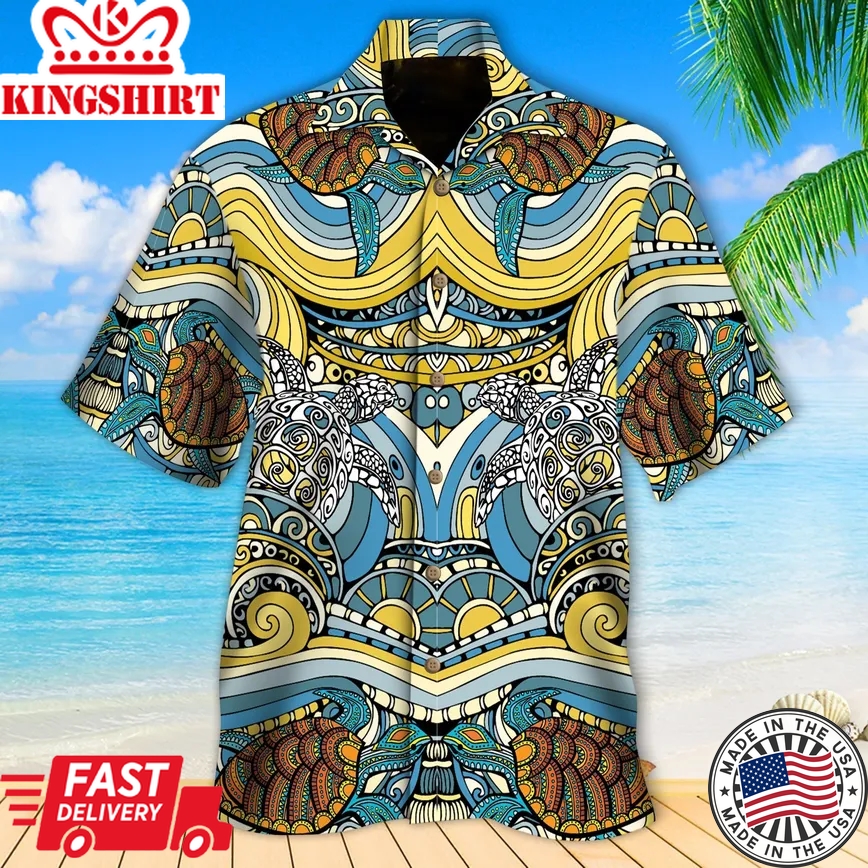 Turtle Waves Trendy Hawaiian Shirt, Turtle Lover Trendy Hawaiian Shirt For