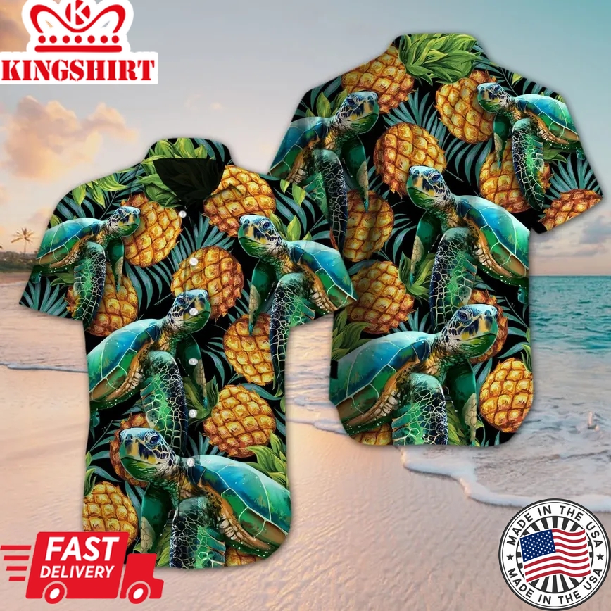 Turtles Beach Trendy Hawaiian Shirt, Turtle Lover Trendy Hawaiian Shirt For