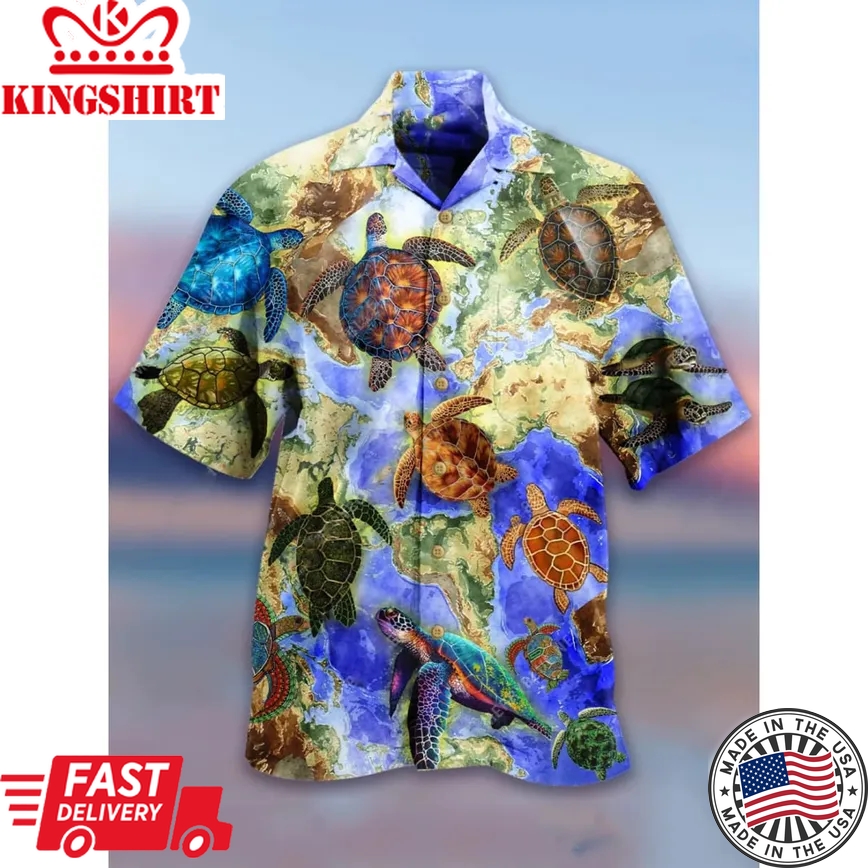 Turtles Trendy Hawaiian Shirt, Turtle Lover Trendy Hawaiian Shirt For