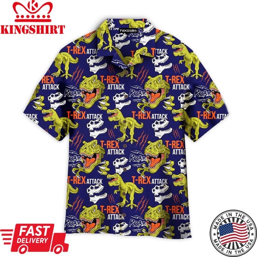 Tyrannosaurus Cool T Rex Aloha Trendy Hawaiian Shirts