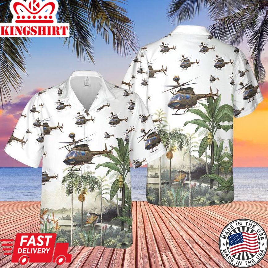 U.S. Army Bell OH-58 Kiowa Trendy Hawaiian Shirt: Iconic Helicopter Collection