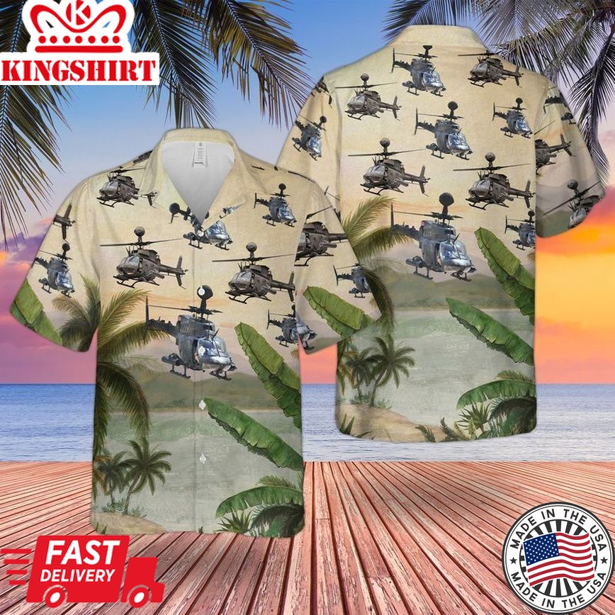 U.S. Army Bell OH-58 Kiowa Trendy Hawaiian Shirt: Military Tribute Edition